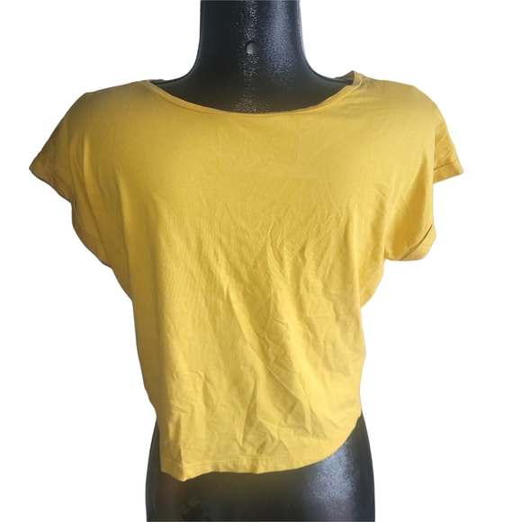 Zara Basic Womens Yellow Cropped T Shirt S - Picture 5 of 6